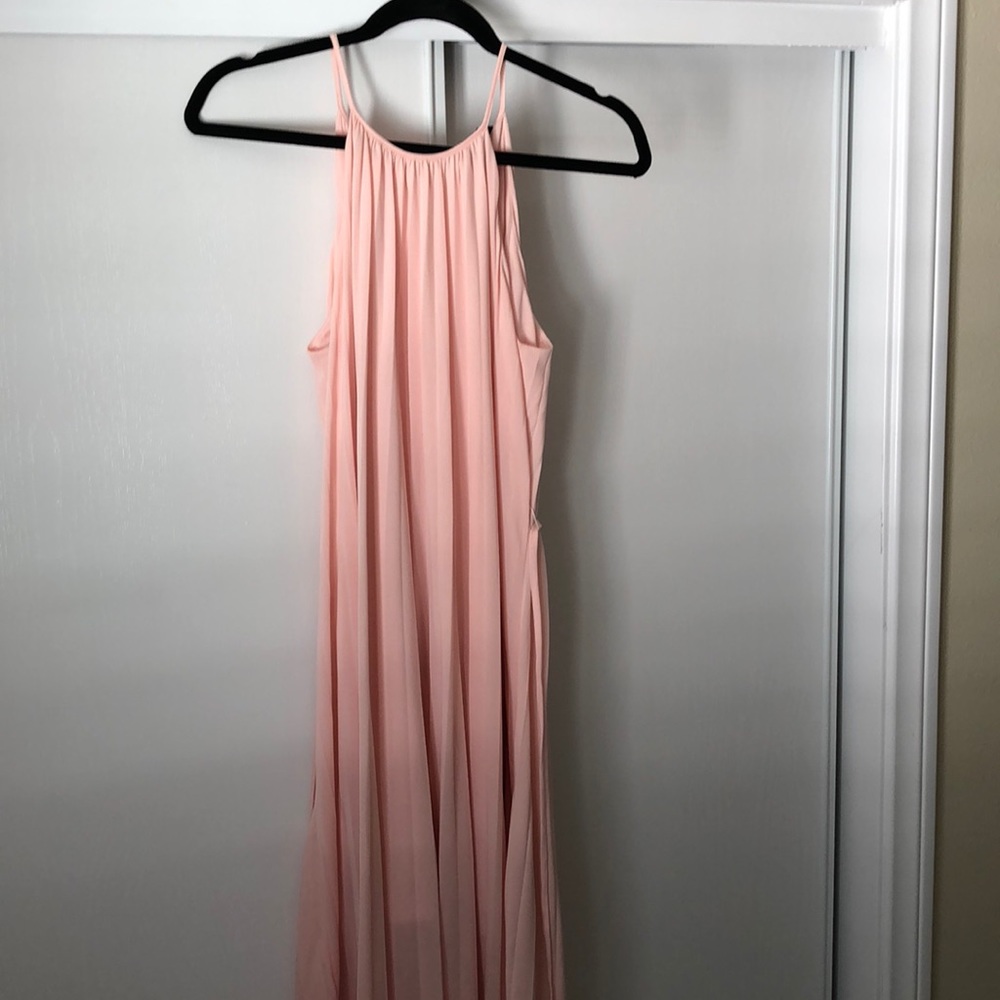 Blush Pleated Maxi Dress